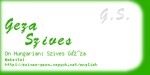 geza szives business card